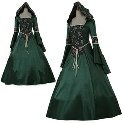 Medieval Elegant Long Sleeve Victorian Aristocrat Ball Gown Dress Deep Green Wedding Carnaval Party Fancy Dress Custom Made