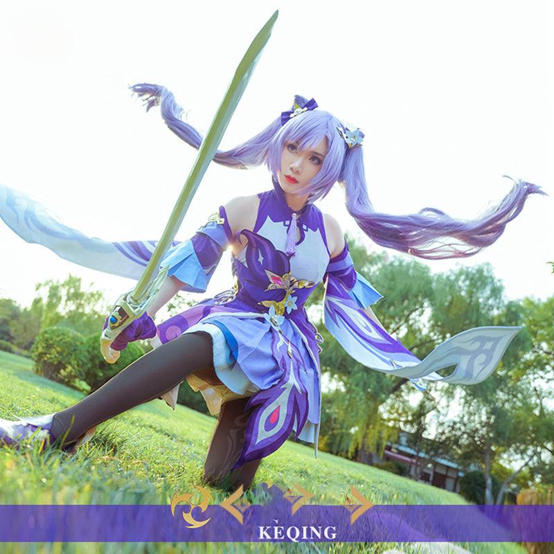 Genshin Impact Keqing Cosplay Costume Game Genshin Impact Cosplay Women Purple Costume Halloween Dress