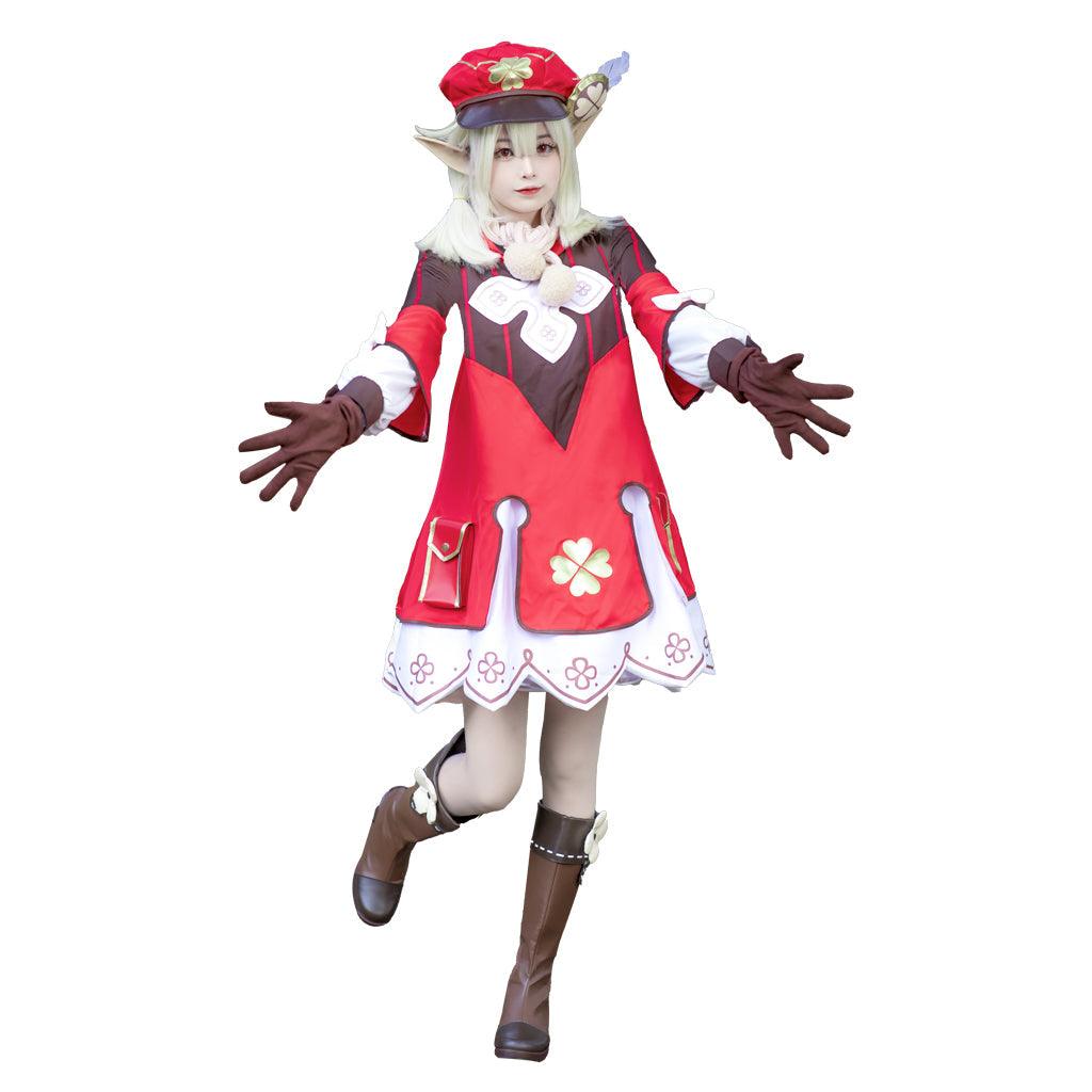 Genshin Impact Klee Cosplay Costume Loli Dress with Hat and Accessories Full Set