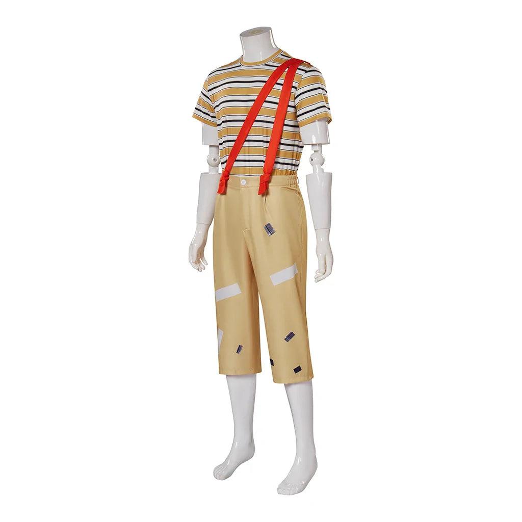 Mexican TV Play El Chavo Del Ocho Costume Men Stripe T Shirt Pants with Hat Full Set for Male Adult Halloween Outfits