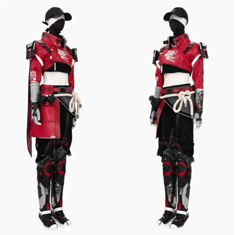 Game Apex Street Smart Cosplay Costume Wraith Skin Red Leather Coat and Accessories  Full Set Halloween Carnival Party Outfit