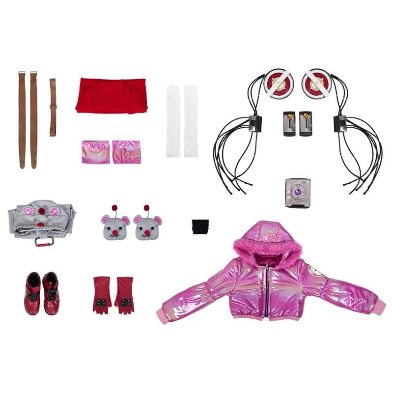 Game Apex Wattson Cosplay Costume Pink  Coat with Accessories Outfit Halloween Carnival Party Suit