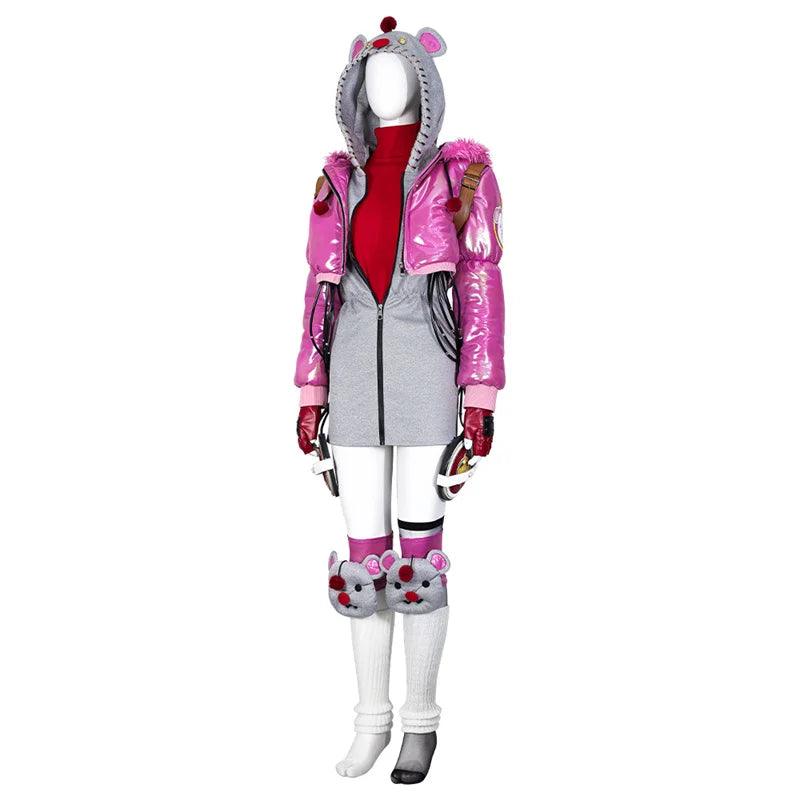 Game Apex Wattson Cosplay Costume Pink  Coat with Accessories Outfit Halloween Carnival Party Suit