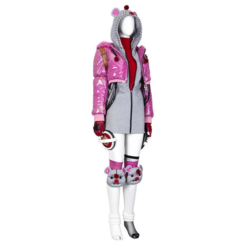 Game Apex Wattson Cosplay Costume Pink  Coat with Accessories Outfit Halloween Carnival Party Suit