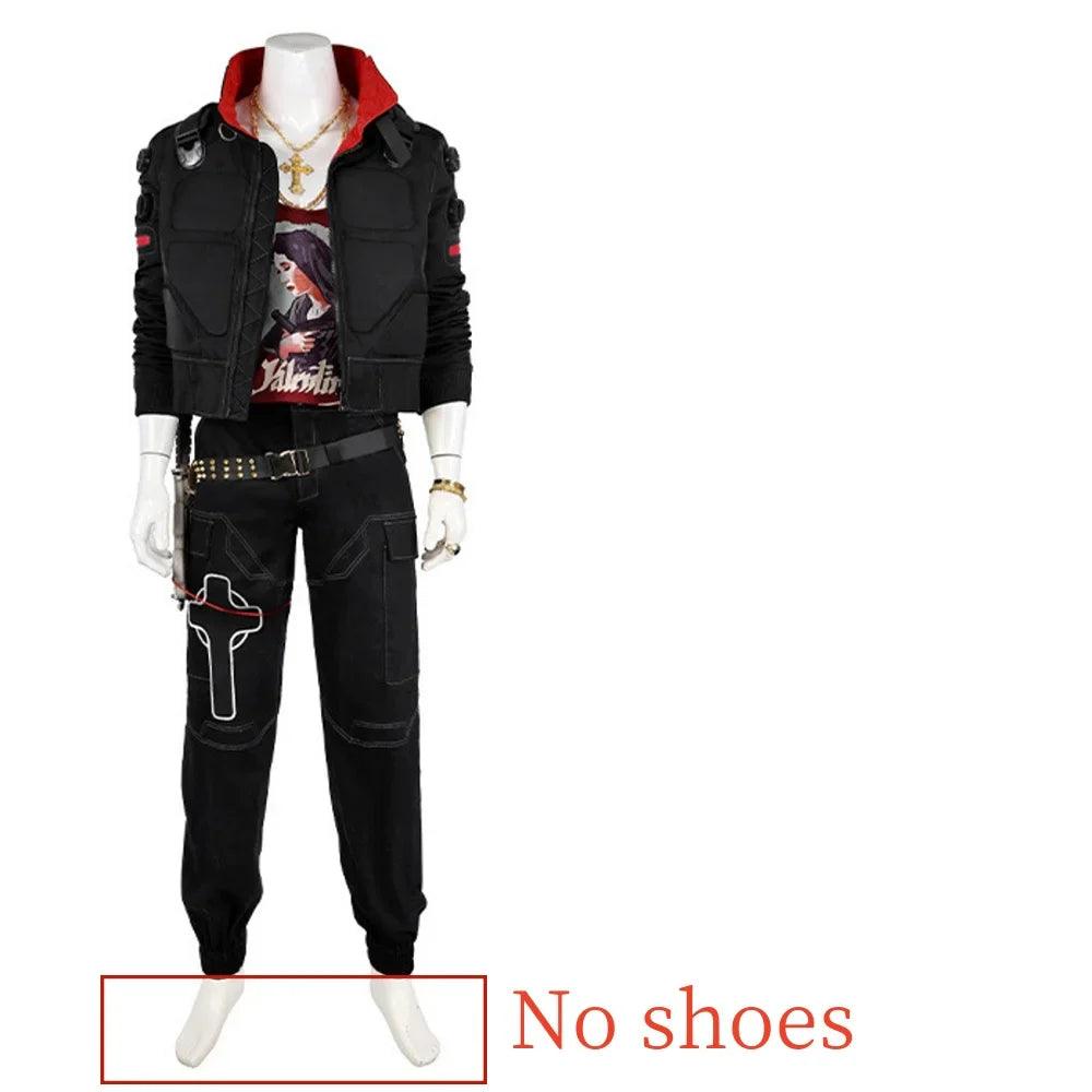 Game Jackie Cosplay Mercenary Costume For Men Punk Retro Coat Top Pants Battle Uniform Suit Halloween Carnival Party Streetwear