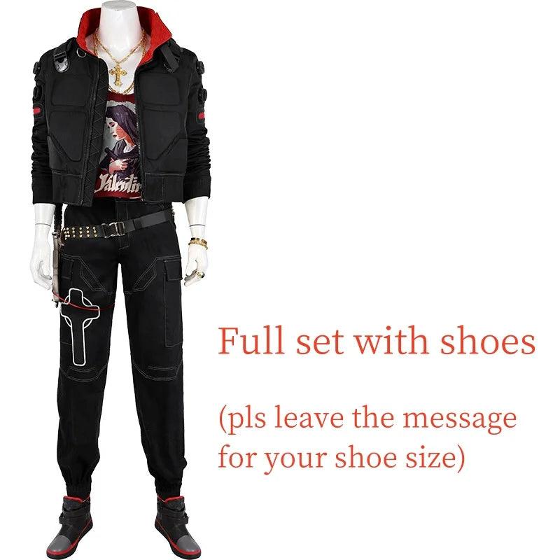 Game Jackie Cosplay Mercenary Costume For Men Punk Retro Coat Top Pants Battle Uniform Suit Halloween Carnival Party Streetwear