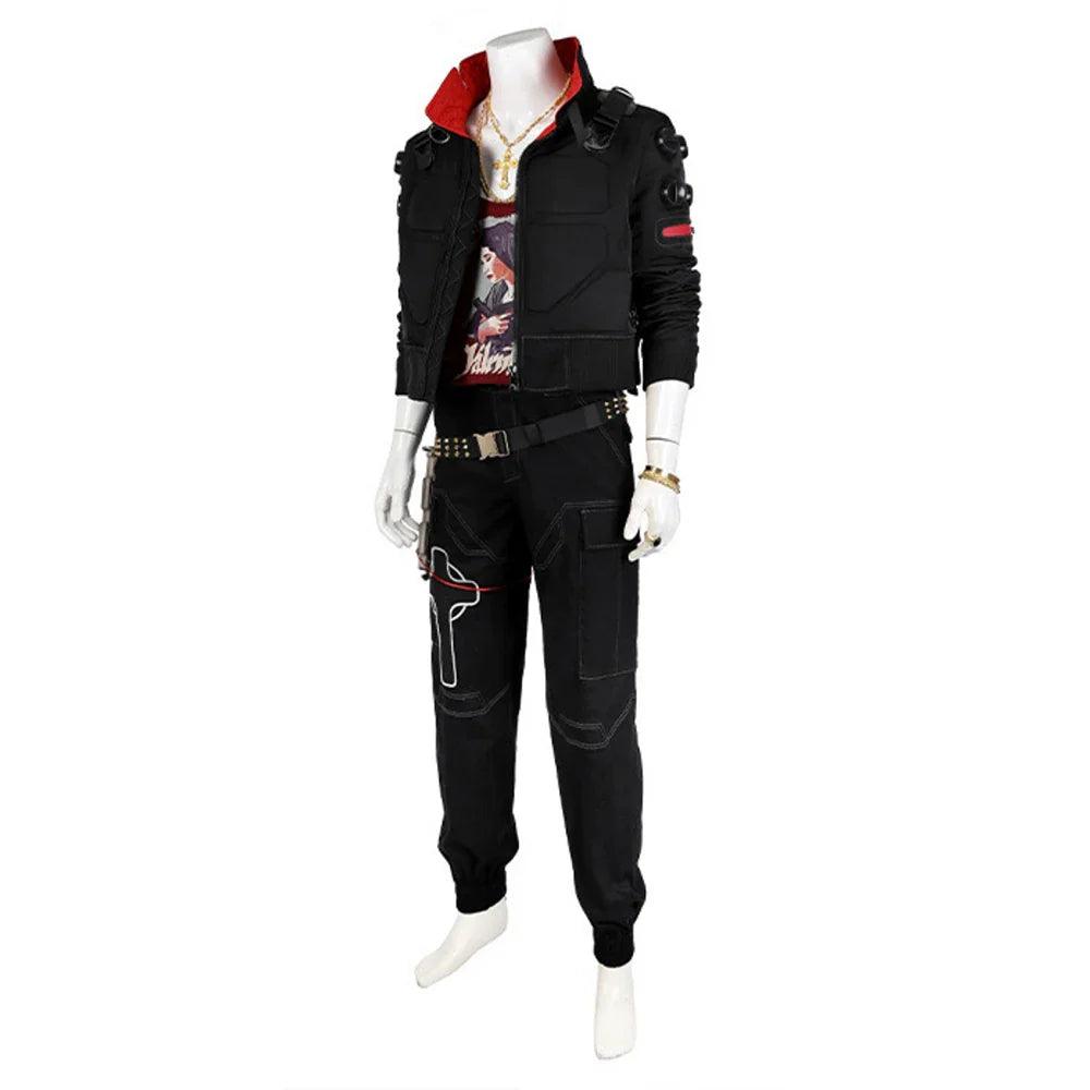 Game Jackie Cosplay Mercenary Costume For Men Punk Retro Coat Top Pants Battle Uniform Suit Halloween Carnival Party Streetwear