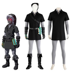 Game zelda Cosplay Dark Costume For Men Black Battle Uniform Full Set Halloween Carnival Party Warrior Disguise Suit