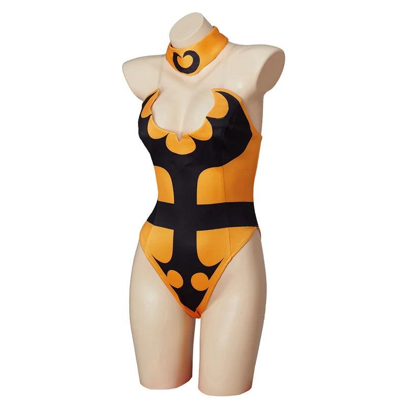 Mortal Kombat X Tanya Cosplay Costume | Yellow Jumpsuit Bodysuit with Gloves & Stockings