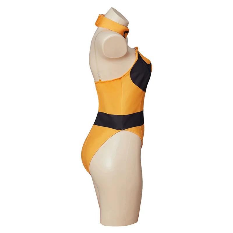 Mortal Kombat X Tanya Cosplay Costume | Yellow Jumpsuit Bodysuit with Gloves & Stockings