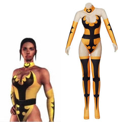 Mortal Kombat X Tanya Cosplay Costume | Yellow Jumpsuit Bodysuit with Gloves & Stockings