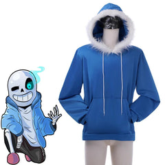 Game Undertale Sans Cosplay Costume For Men Blue Hoodies Halloween Carnival Party Sweatshirt Comic Con Coat Streetwear