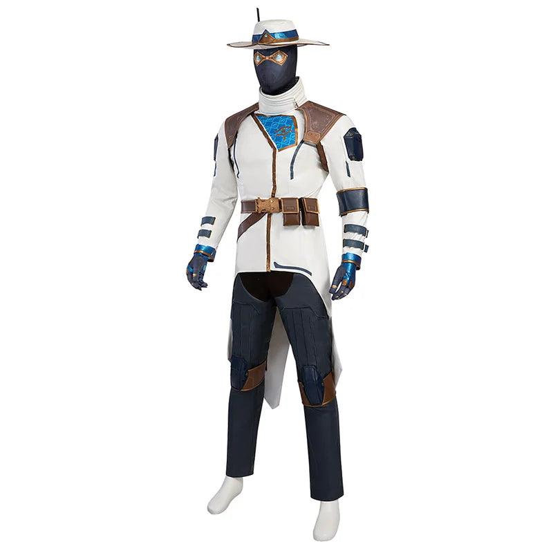 Valorant Cypher Cosplay Costume | Men's Hat, Coat, Pants, Accessories | Full Set for Halloween & Parties