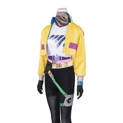 Valorant Killjoy Cosplay Costume Yellow Coat with Bag, Belt, and Hat for Halloween & Party