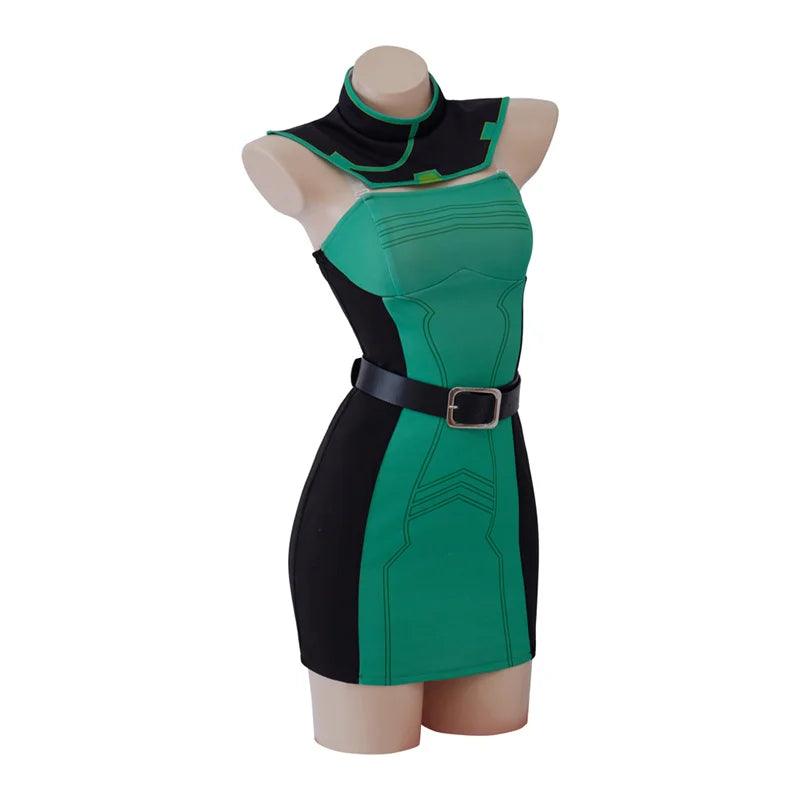 Valorant Viper Cosplay Costume – Sexy Green Combat Dress for Women | Halloween Party Outfit