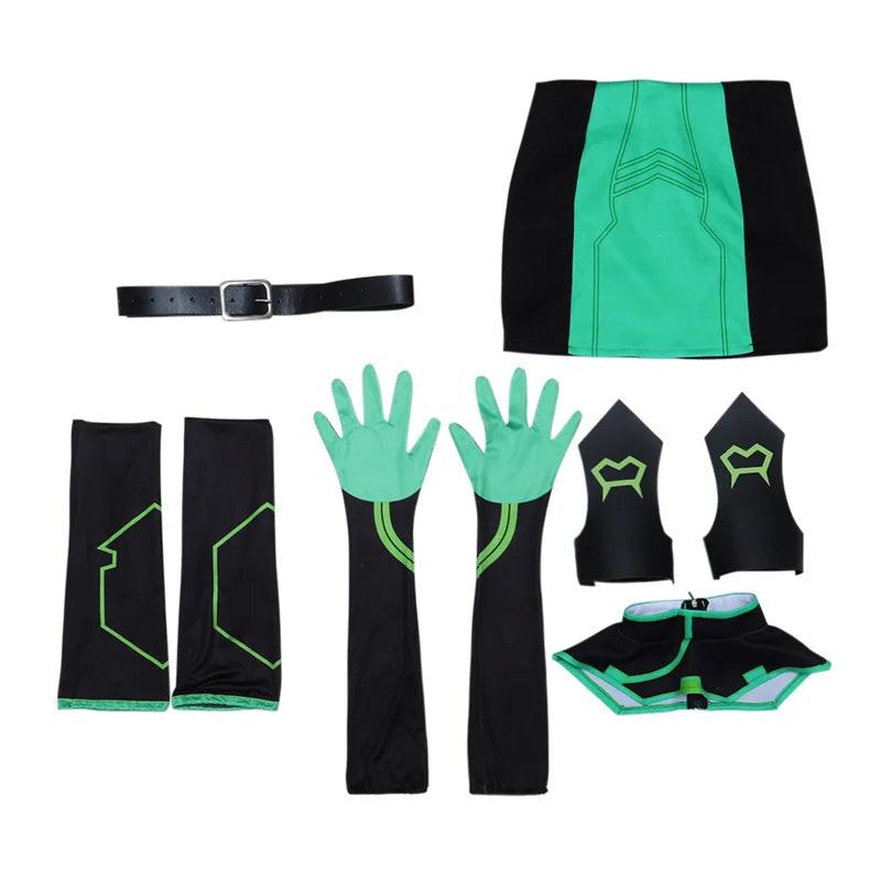 Valorant Viper Cosplay Costume – Sexy Green Combat Dress for Women | Halloween Party Outfit