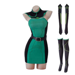 Valorant Viper Cosplay Costume – Sexy Green Combat Dress for Women | Halloween Party Outfit