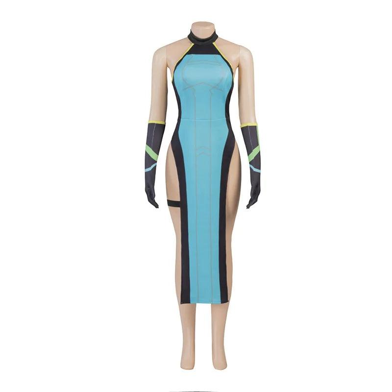 Valorant Viper Cosplay Costume Sexy Green Dress with Gloves and Socks Halloween Outfit