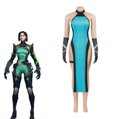 Valorant Viper Cosplay Costume Sexy Green Dress with Gloves and Socks Halloween Outfit