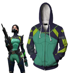 Game Valorant Viper Cosplay Zipper Hooded Coat Unisex 3D Print Sweatshirt Halloween Carnival Party Pullover