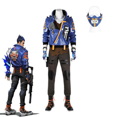 Game Valorant Yoru Cosplay Costume For Men Fantasia Blue Jacket Top Pants Mask Full Set Combat Uniform Halloween Party Outfits