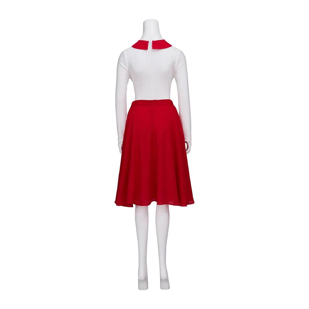 TV Grease: Rise of the Pink Ladies Cheerleading Cosplay Costume - Red Skirt Suit with Accessories