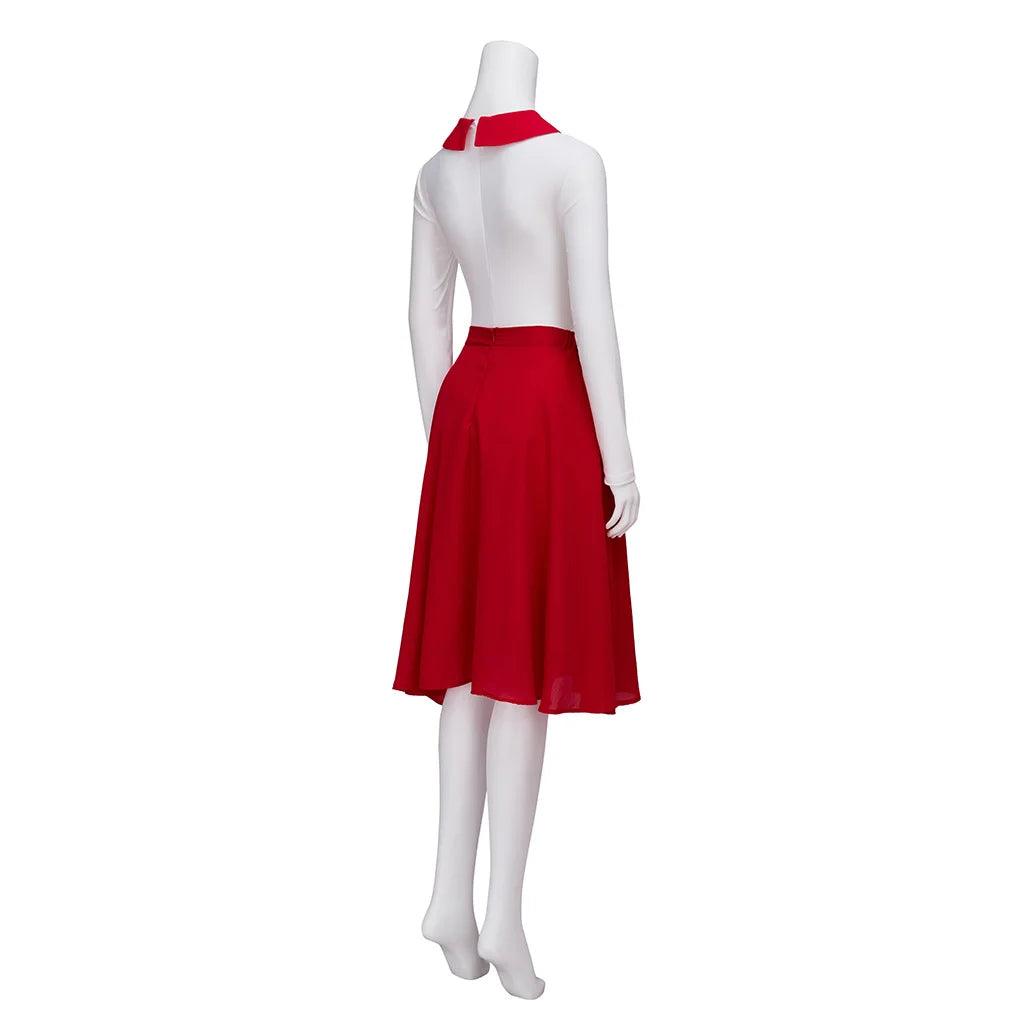 TV Grease: Rise of the Pink Ladies Cheerleading Cosplay Costume - Red Skirt Suit with Accessories