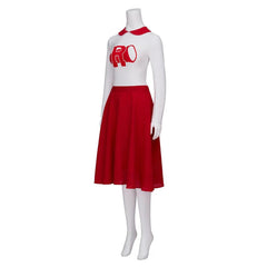 TV Grease: Rise of the Pink Ladies Cheerleading Cosplay Costume - Red Skirt Suit with Accessories