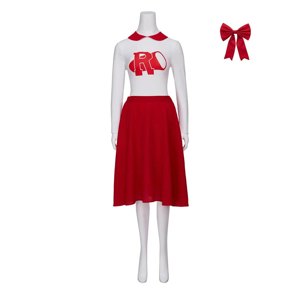 TV Grease: Rise of the Pink Ladies Cheerleading Cosplay Costume - Red Skirt Suit with Accessories