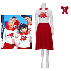 TV Grease: Rise of the Pink Ladies Cheerleading Cosplay Costume - Red Skirt Suit with Accessories