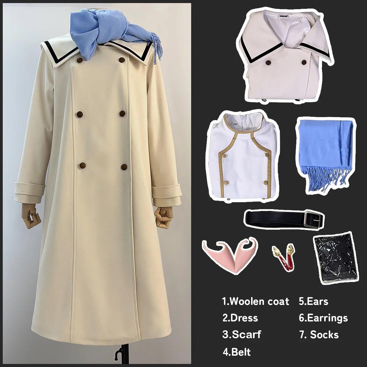 Frieren Beyond Journey's End Anime Frieren Cosplay Costume Winter Coat Dress Wig Ponytail Daily Wear Christmas New Year