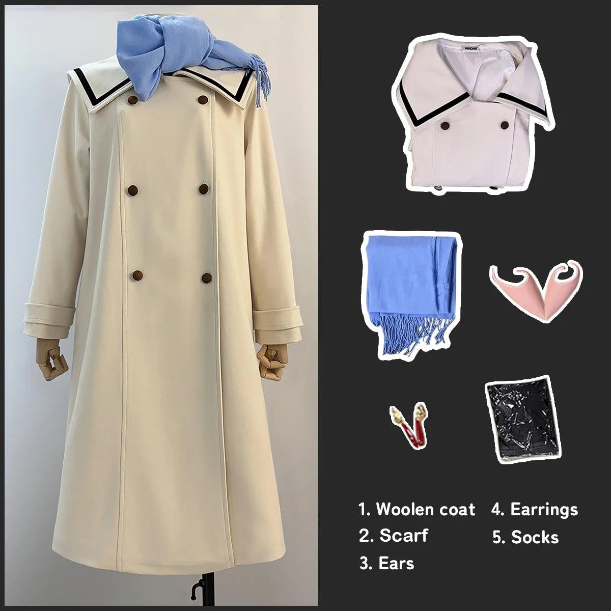 Frieren Beyond Journey's End Anime Frieren Cosplay Costume Winter Coat Dress Wig Ponytail Daily Wear Christmas New Year