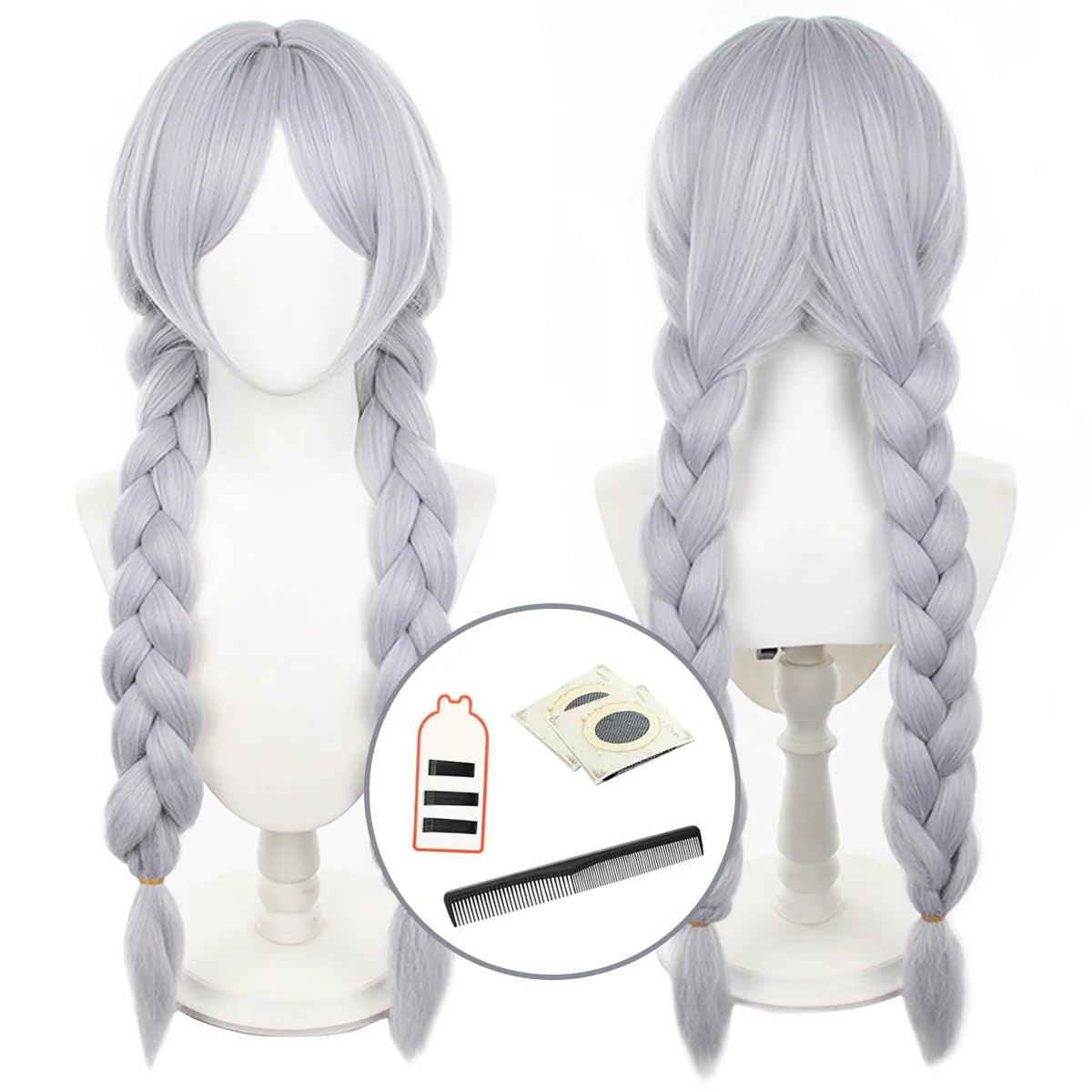 Frieren Beyond Journey's End Anime Frieren Cosplay Wig Braided Hair Rose Net Synthetic Fiber Adjustable Christmas Gift