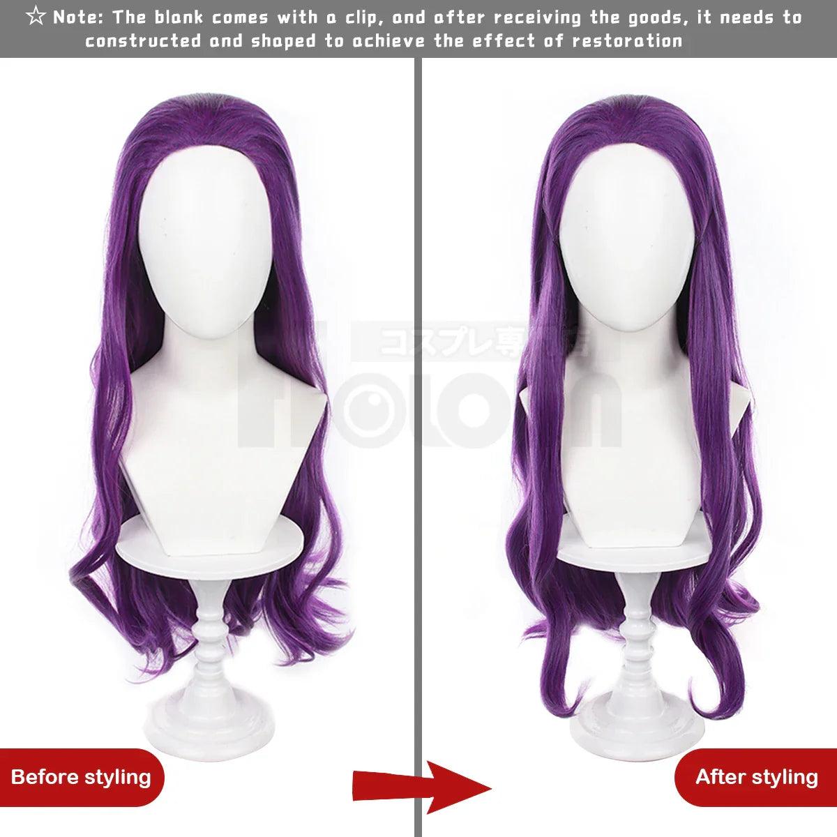 Frieren Beyond Journey's End Anime Macht Cosplay Wig Long Purple Rose Net Synthetic Fiber Adjustable Size