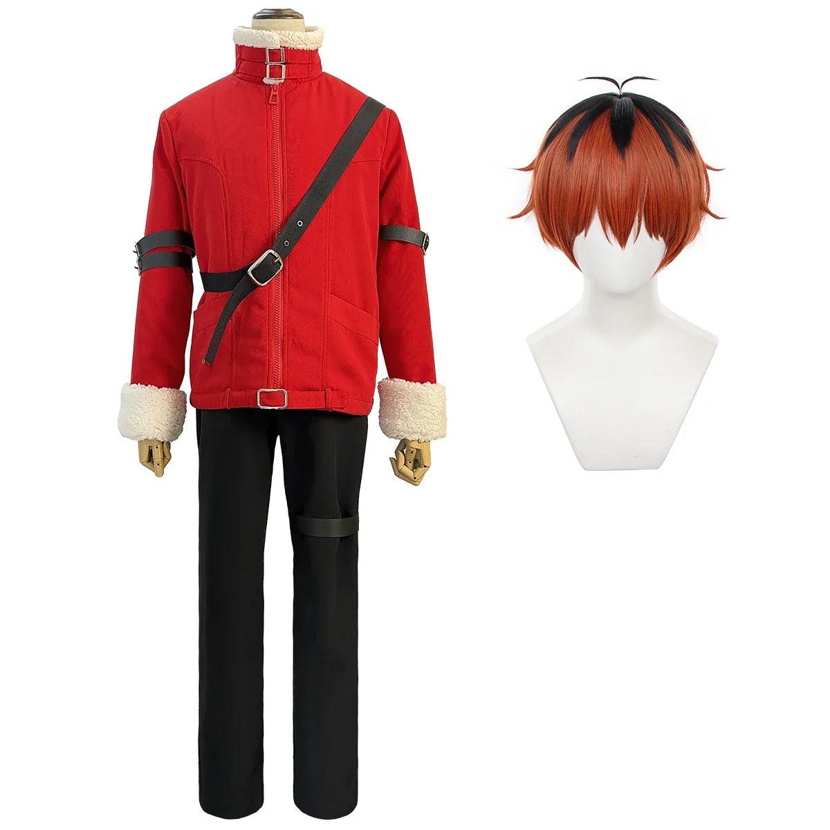 Frieren Beyond Journey's End Anime Stark Cosplay Costume Wig Red Winter Jacket Black Pants Casual Daily Wearing Gift