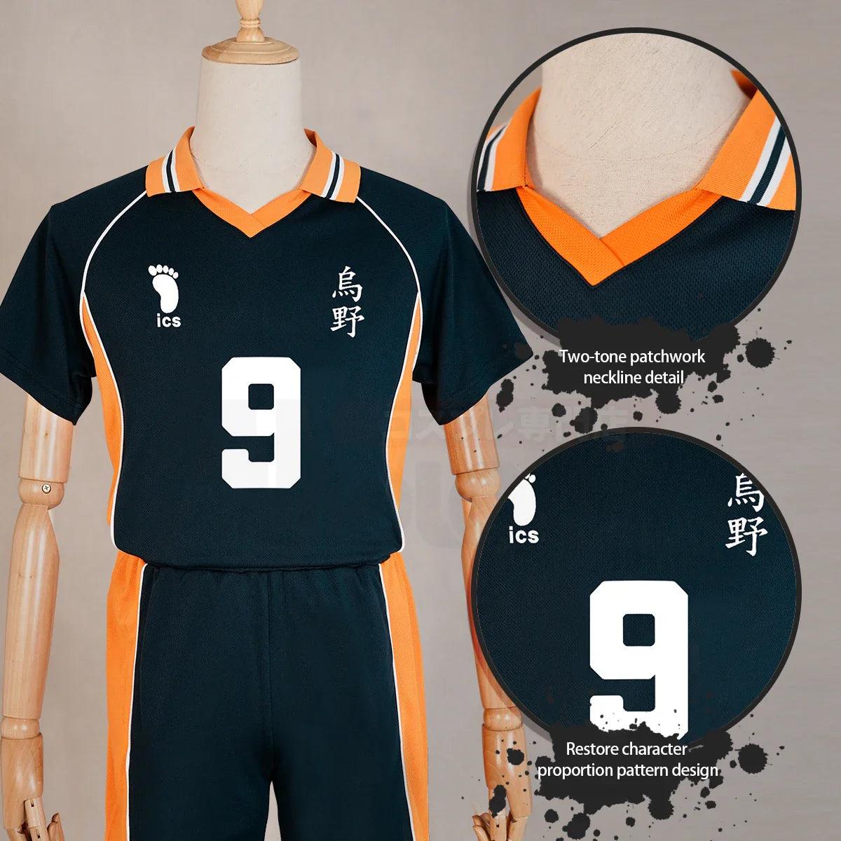 Haiky Anime Kageyama Tobio Cosplay Costume Wig  Jerseys NO.9 KARASUNO High School Vollyball Uniform Top Short Daily Wear