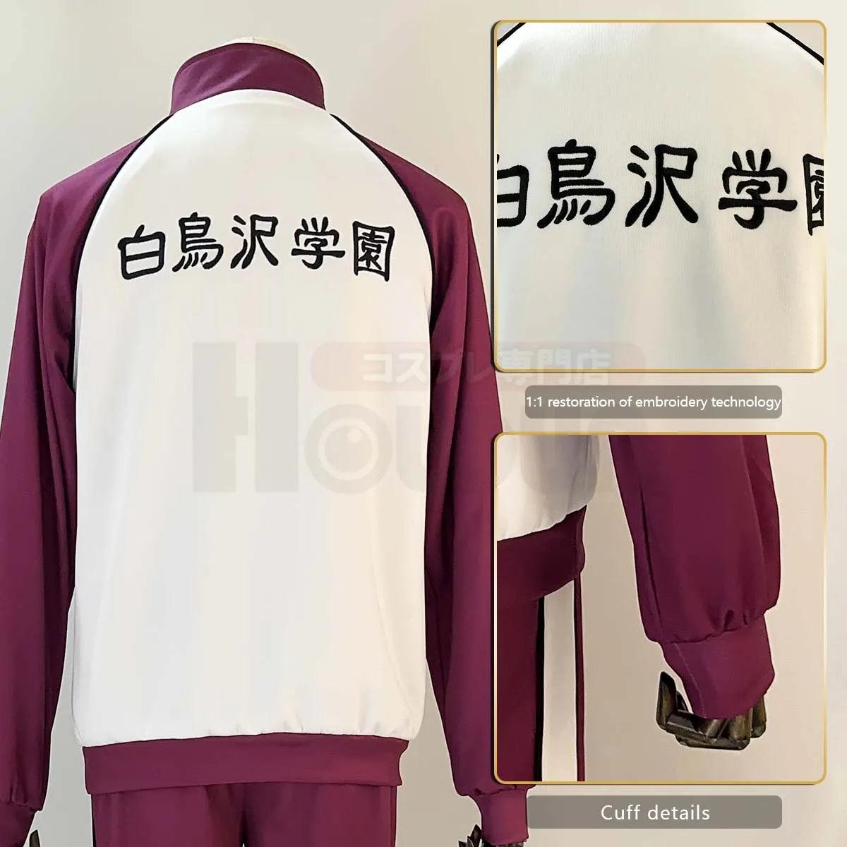 Haiky Anime Shiratorizawa School Uniform Shirabu Kenjiro Cosplay Costume Embroidery Full-zip Tracksuit Daily Wearing