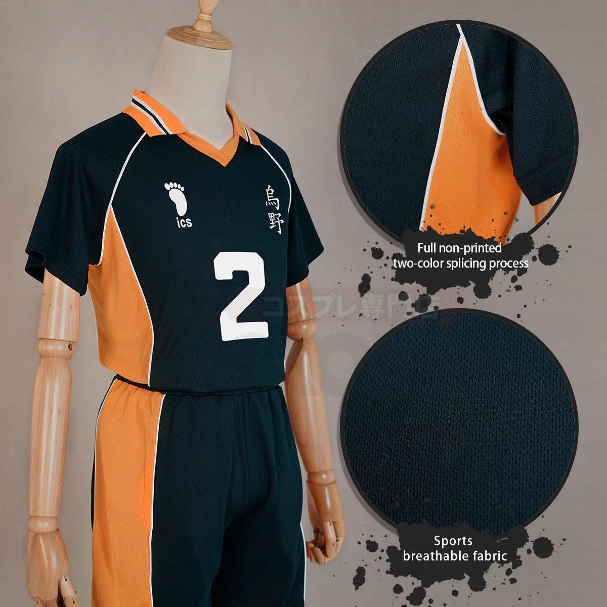 Haiky Anime Sugawara Koushi Jerseys NO.2 Cosplay Costume Wig KARASUNO High School Vollyball Uniform Top Short Rose Net