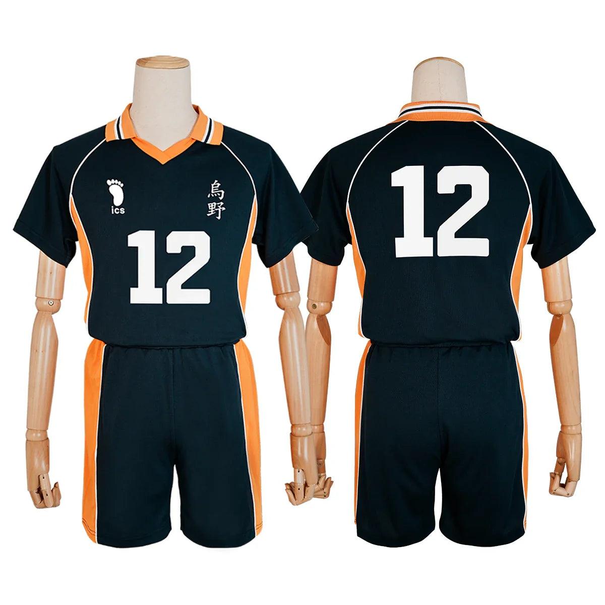 Haiky Anime Tadashi Yamaguchi Jerseys NO.12 Cosplay Costume KARASUNO High School Vollyball Uniform Top Short Daily Wear