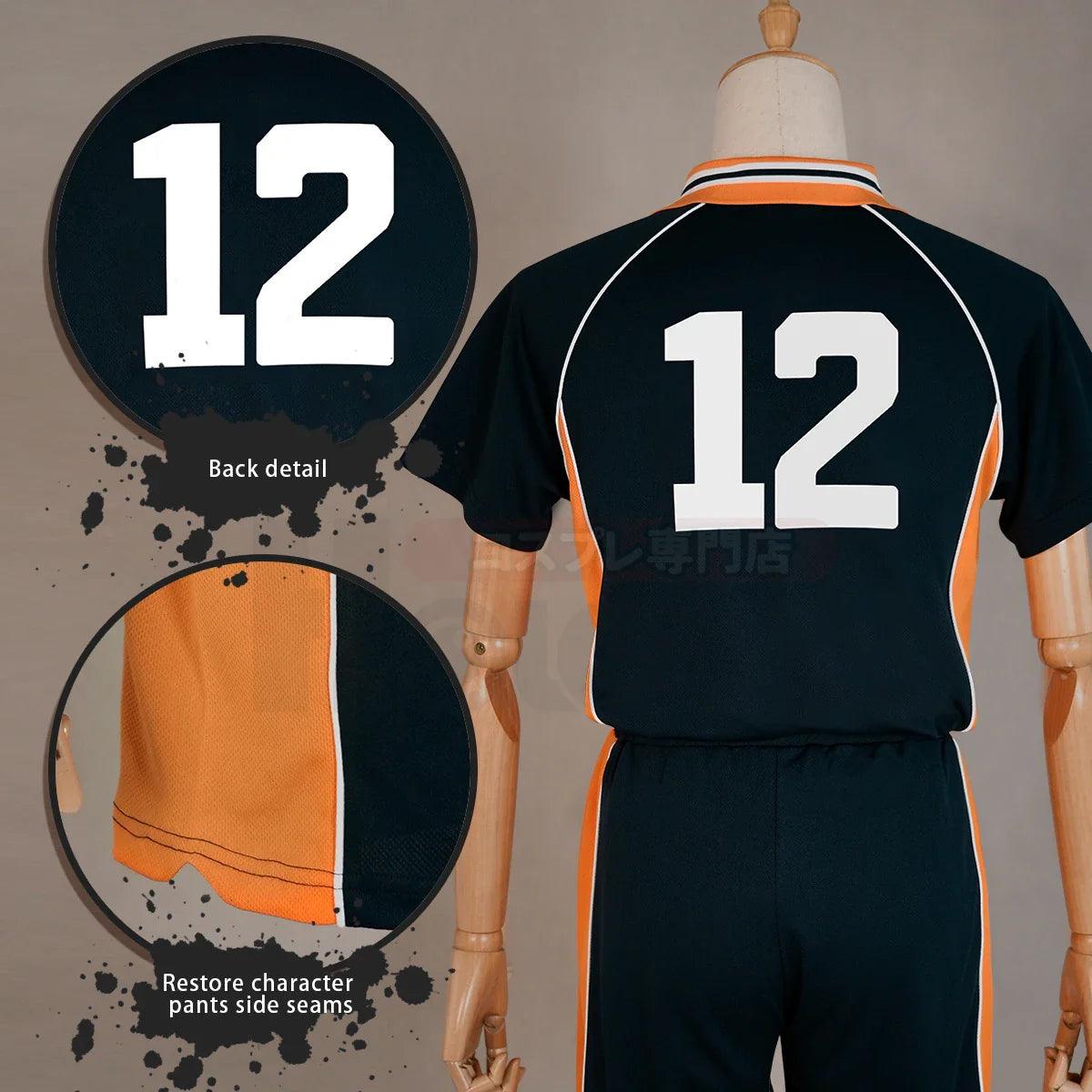 Haiky Anime Tadashi Yamaguchi Jerseys NO.12 Cosplay Costume KARASUNO High School Vollyball Uniform Top Short Daily Wear