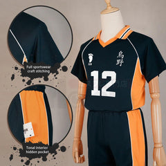 Haiky Anime Tadashi Yamaguchi Jerseys NO.12 Cosplay Costume KARASUNO High School Vollyball Uniform Top Short Daily Wear