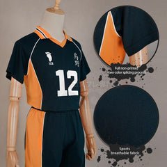 Haiky Anime Tadashi Yamaguchi Jerseys NO.12 Cosplay Costume KARASUNO High School Vollyball Uniform Top Short Daily Wear