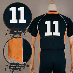 Haiky Anime Tsukishima Kei Cosplay Costume Wig Jerseys NO.11 KARASUNO High School Vollyball Uniform Top Shorts Daily Wear