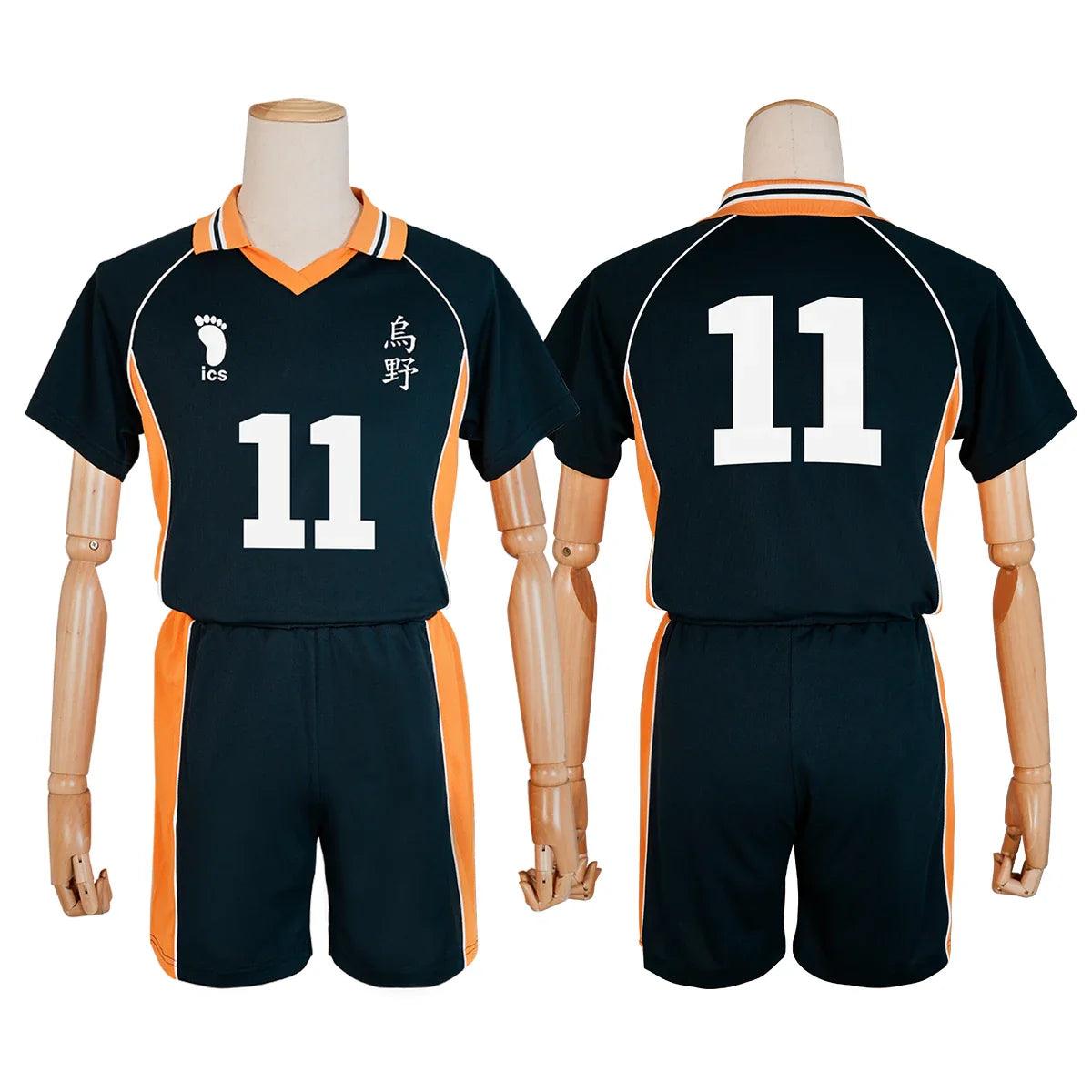 Haiky Anime Tsukishima Kei Cosplay Costume Wig Jerseys NO.11 KARASUNO High School Vollyball Uniform Top Shorts Daily Wear