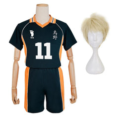 Haiky Anime Tsukishima Kei Cosplay Costume Wig Jerseys NO.11 KARASUNO High School Vollyball Uniform Top Shorts Daily Wear