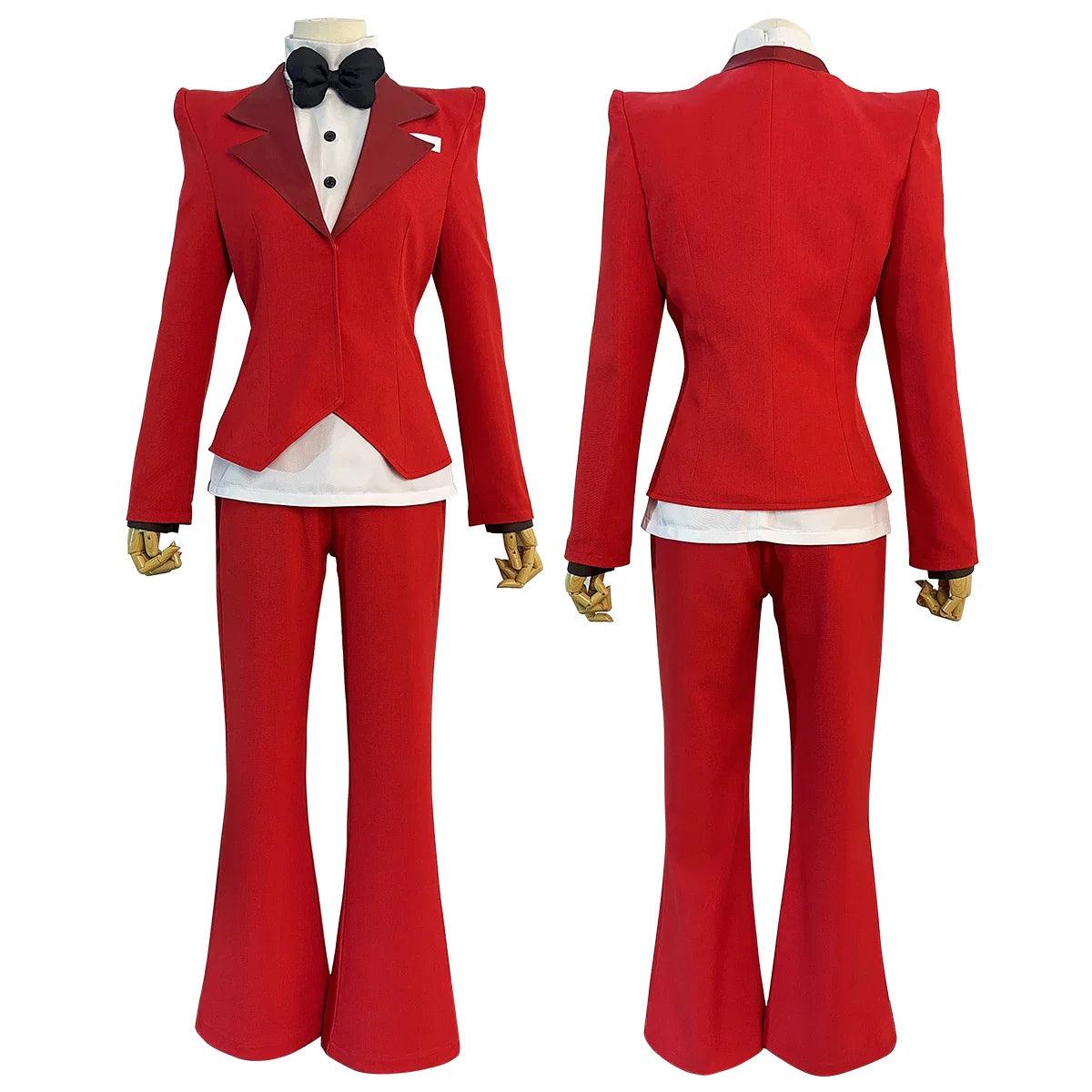 Haz Hotel Anime Charlie Morningstar Cosplay Costume Wig Suit With Shoulder Pads Pants Shirt Bowtie Convention Halloween