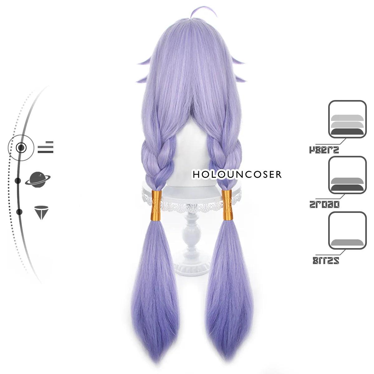 Honkai Star Rail Game Bailu Cosplay Wig Horn Clip Tail Fixer Rose Net Heat Resistant Synthetic Fiber Adjust Halloween