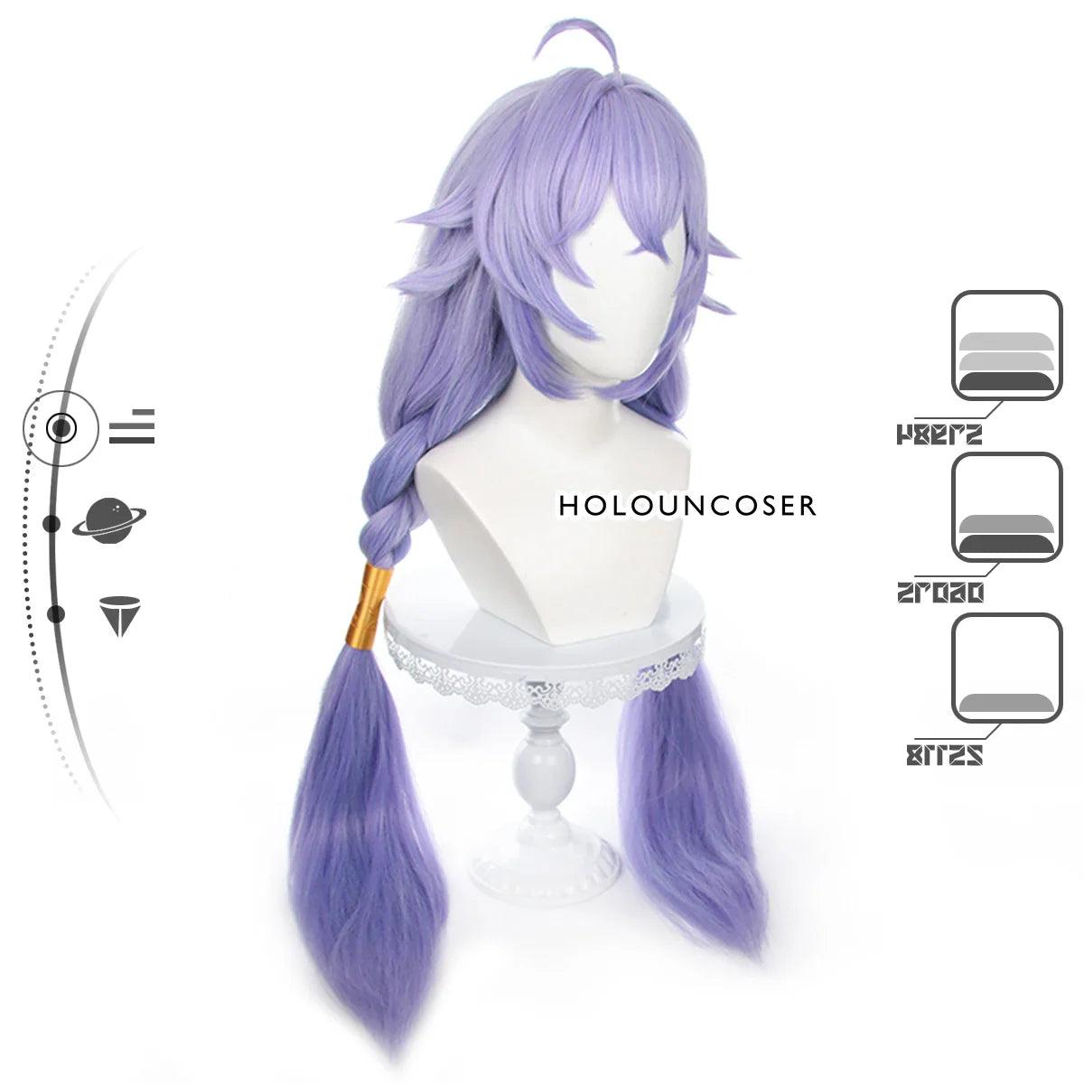 Honkai Star Rail Game Bailu Cosplay Wig Horn Clip Tail Fixer Rose Net Heat Resistant Synthetic Fiber Adjust Halloween