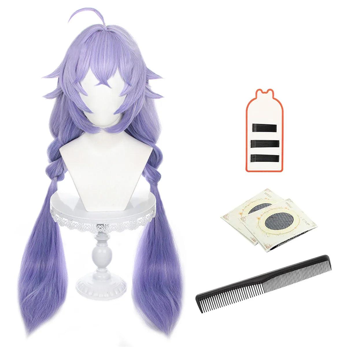 Honkai Star Rail Game Bailu Cosplay Wig Horn Clip Tail Fixer Rose Net Heat Resistant Synthetic Fiber Adjust Halloween