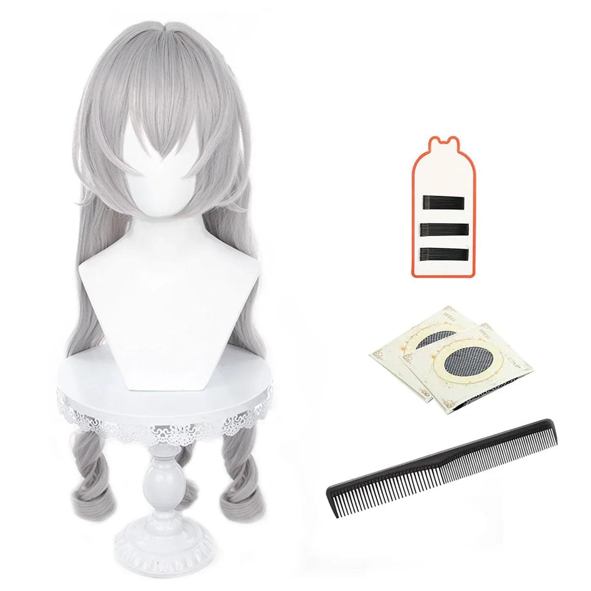 Honkai Star Rail Game Bronya Cosplay Wig Rose Net Heat Resistant Synthetic Fiber Comb Hairpin Adjustable Halloween Party